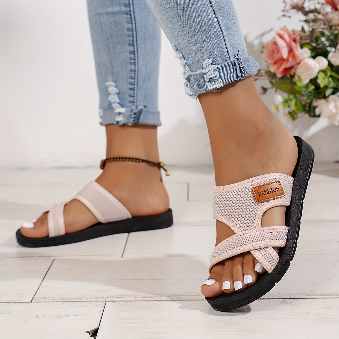 Antoinette | Wide Strap Flat Slide Sandal