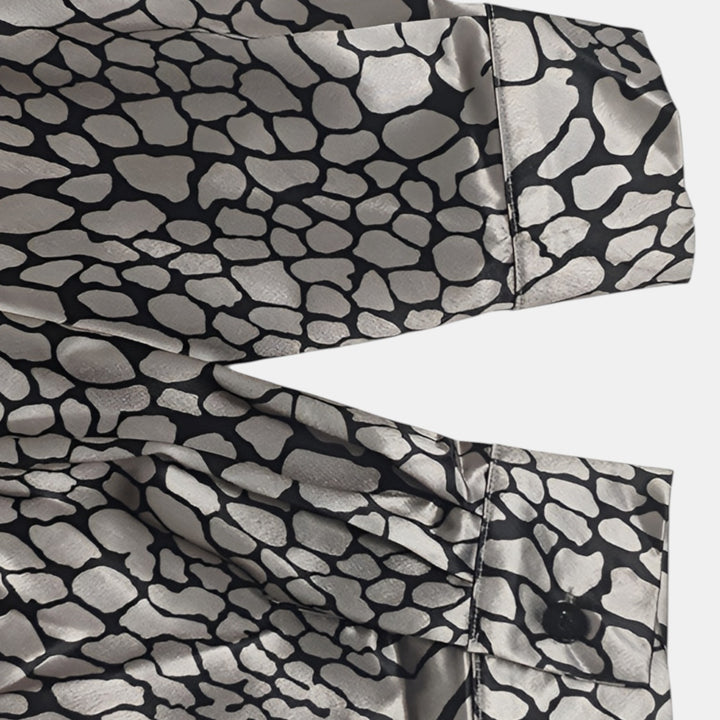 Rosemary | Long Sleeve Snakeskin Print Button-Up Blouse