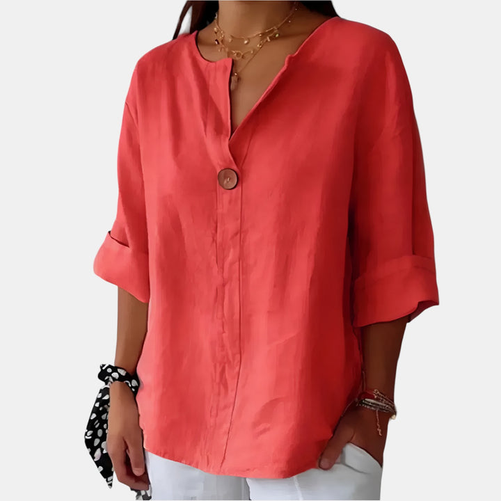 Linda | V-Neck 3/4 Sleeve Relaxed Blouse