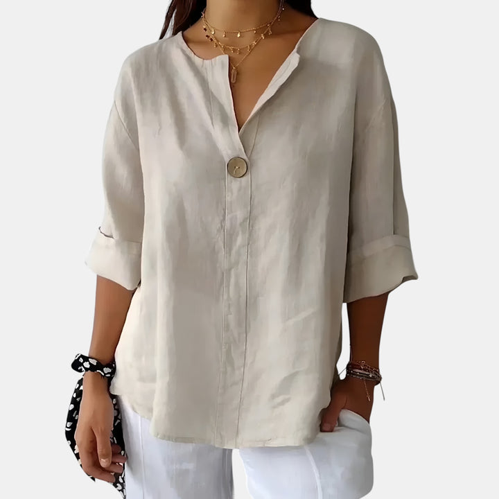 Linda | V-Neck 3/4 Sleeve Relaxed Blouse