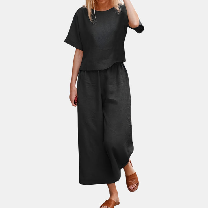 Vera | Short Sleeve Top and Wide-Leg Pants Set