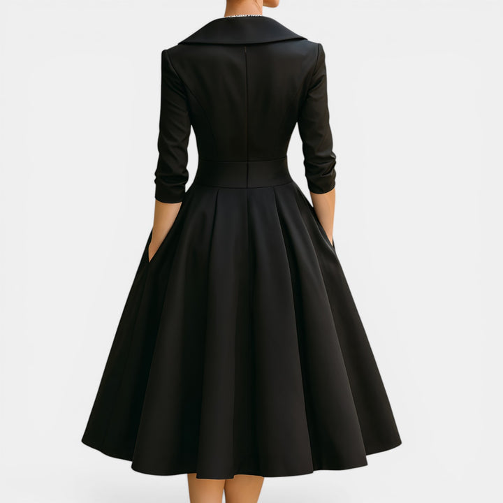 Sylvia | Shawl Collar A-Line Midi Dress