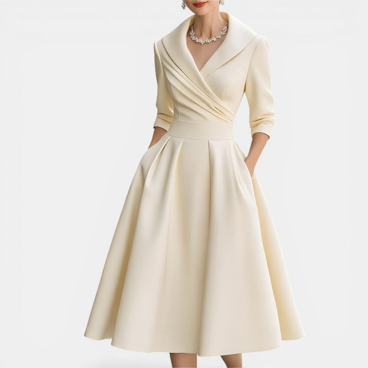 Sylvia | Shawl Collar A-Line Midi Dress