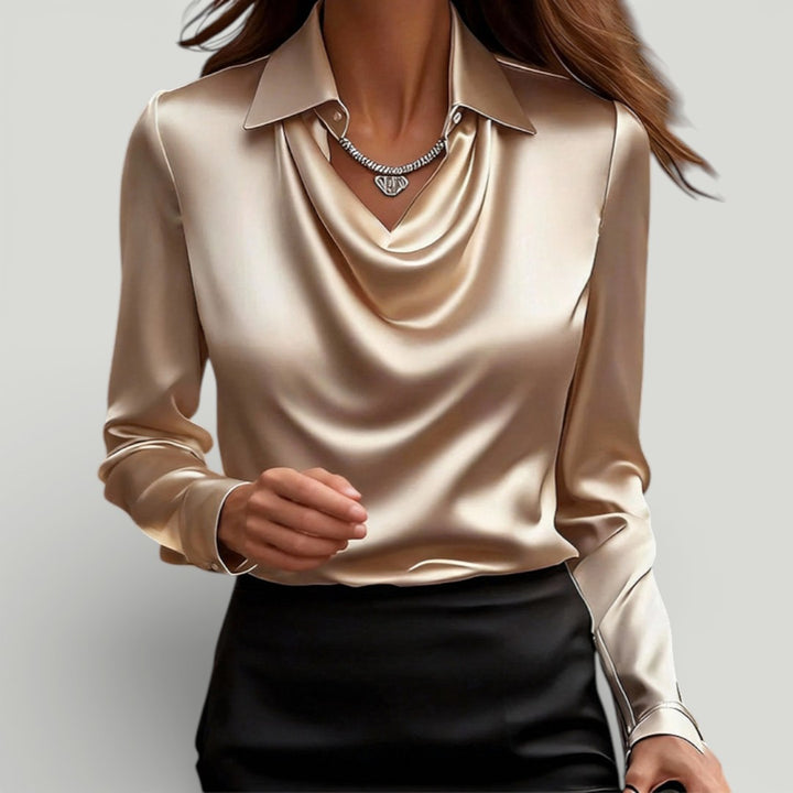 Margaret | Draped Collar Long Sleeve Blouse