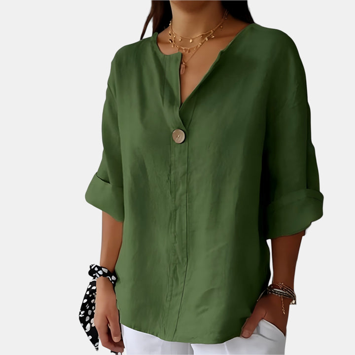 Linda | V-Neck 3/4 Sleeve Relaxed Blouse