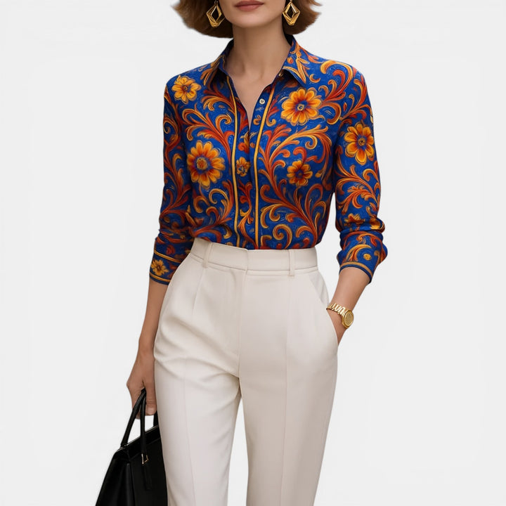 Frances | Long Sleeve Floral Button-Up Blouse