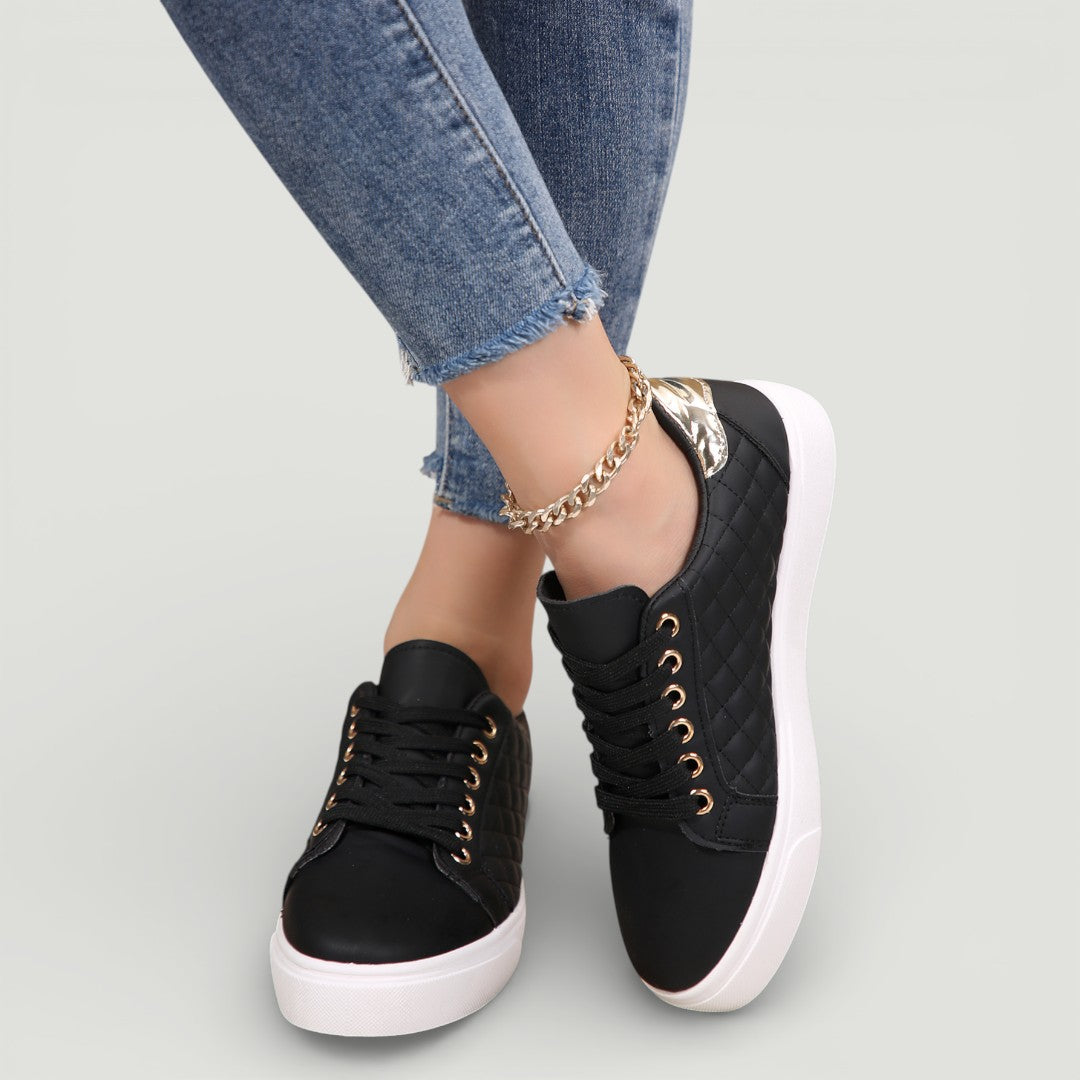 Susan | Quilted Lace-Up Sneaker