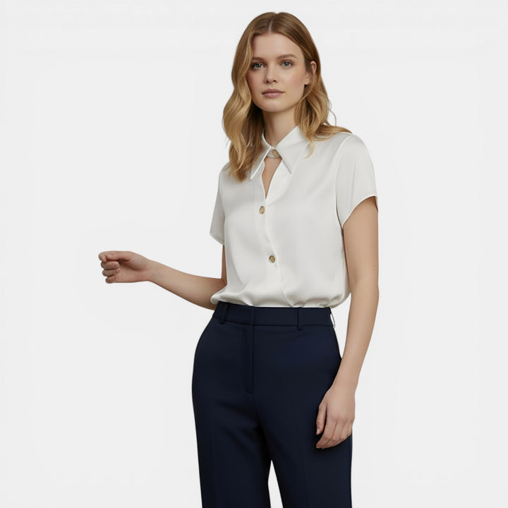 Cordelia | Short Sleeve Button-Front Blouse