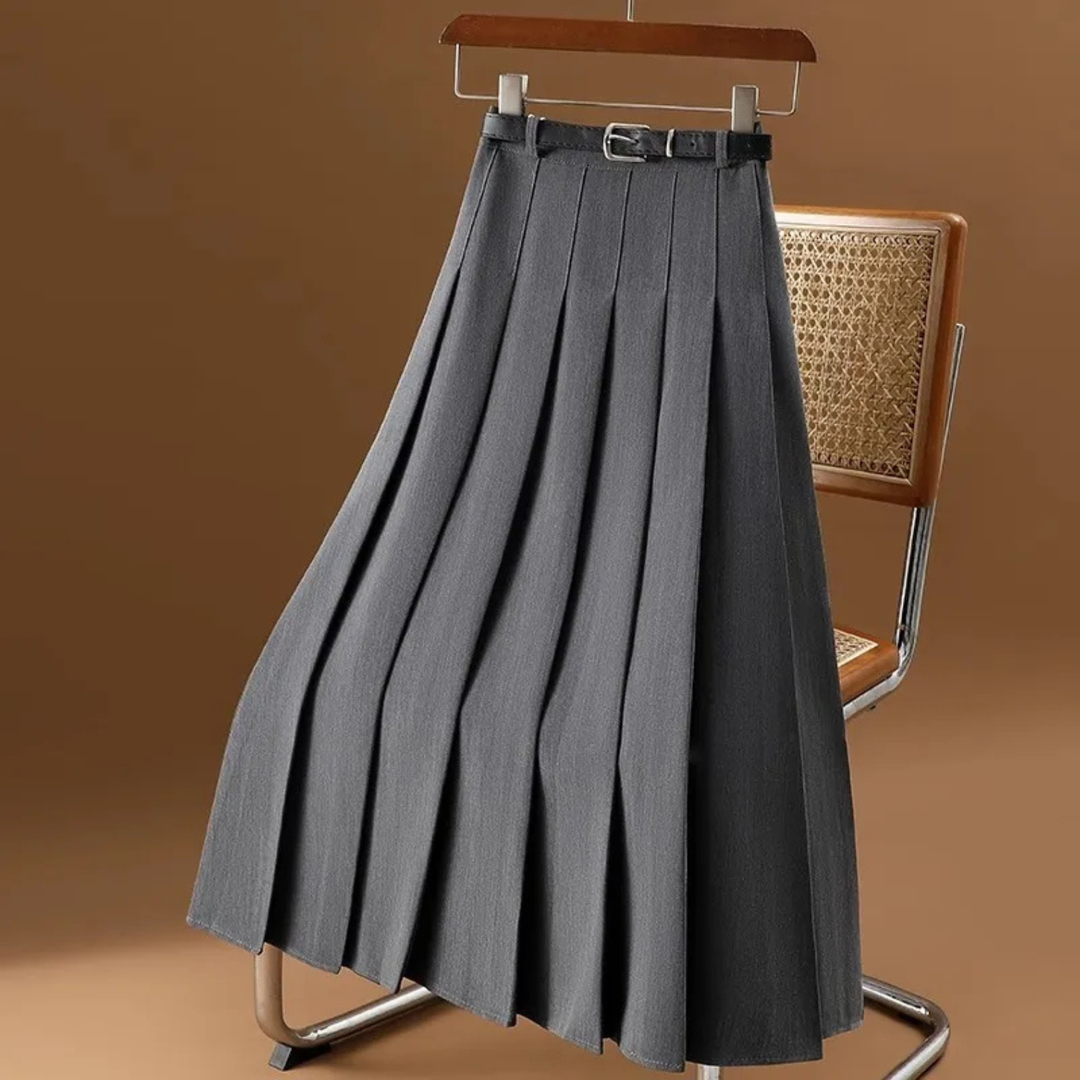 Margaret | Pleated Midi Skirt with Belt