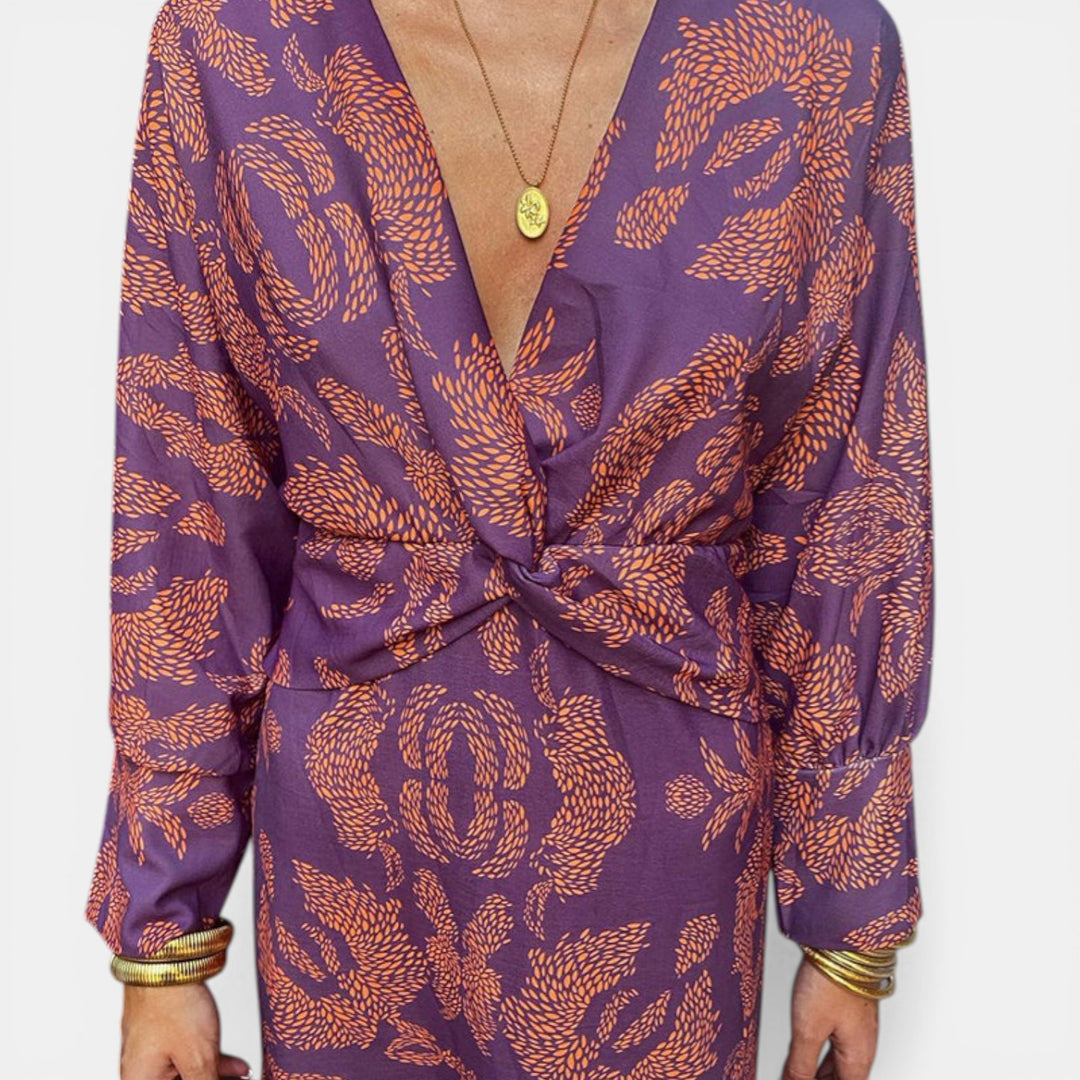 Laura | Twist-Front Long Sleeve Maxi Dress