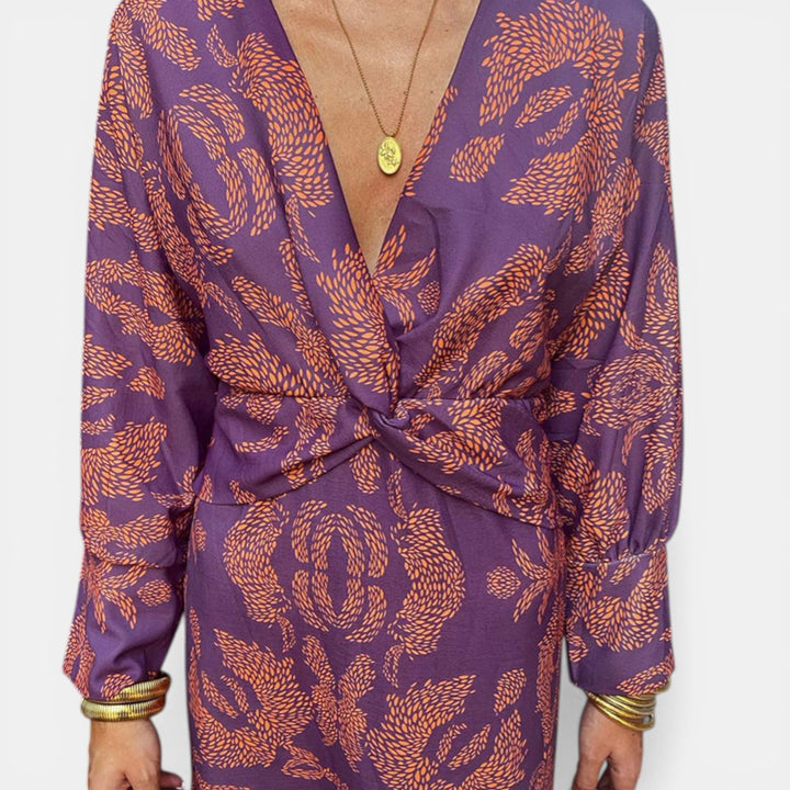 Laura | Twist-Front Long Sleeve Maxi Dress