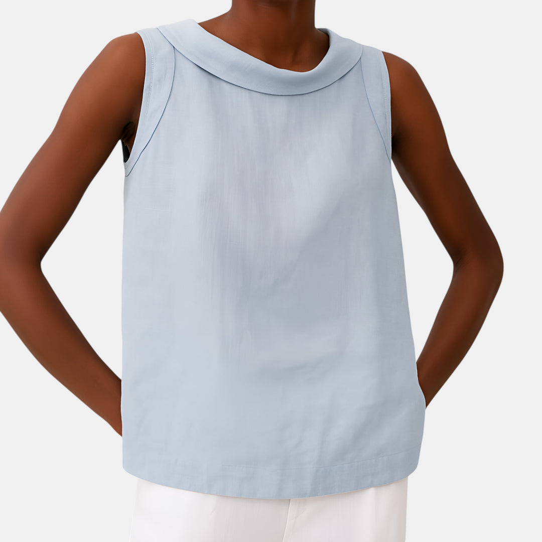 Trudy | Folded Collar Sleeveless Top
