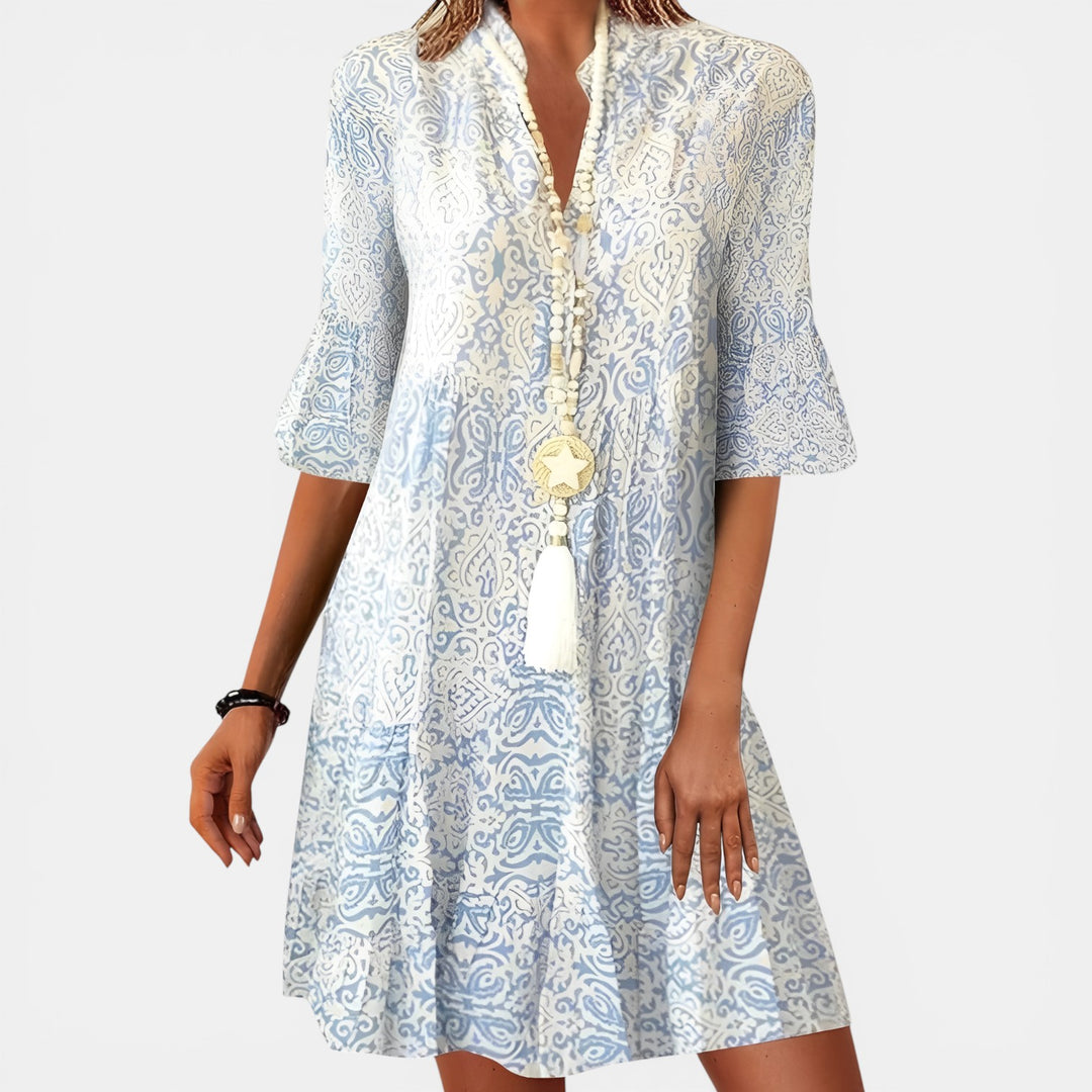 Helen | V-Neck Boho Print Dress