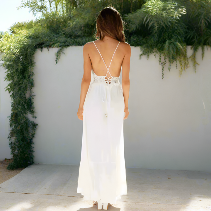 Amelie | Spaghetti Strap Lace Bodice Maxi Dress