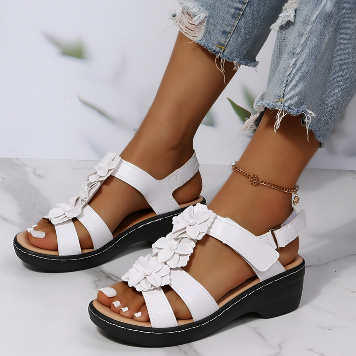 Celeste | Floral Detail Wedge Slingback Sandal