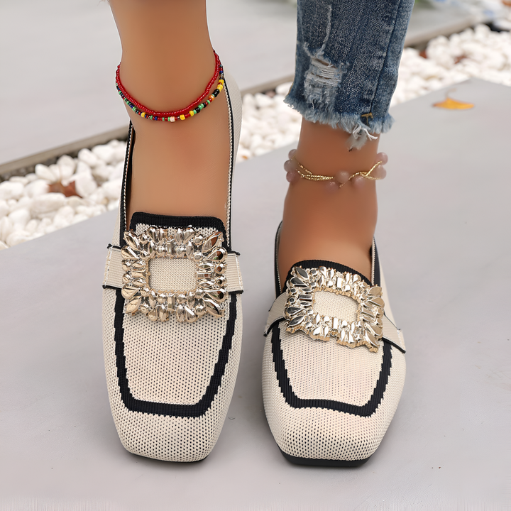 Agnes | Square Toe Slip-On Loafer with Buckle Detail
