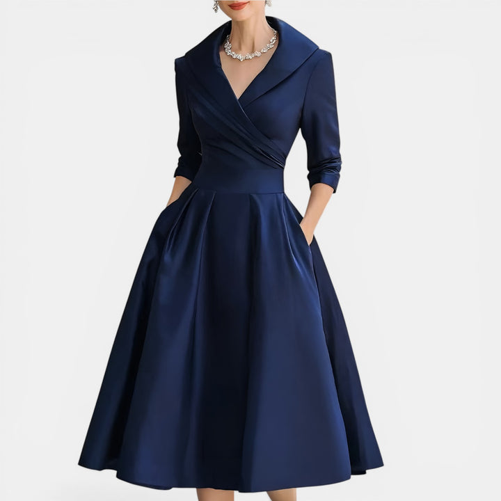 Sylvia | Shawl Collar A-Line Midi Dress