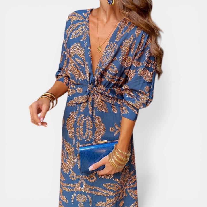 Laura | Twist-Front Long Sleeve Maxi Dress
