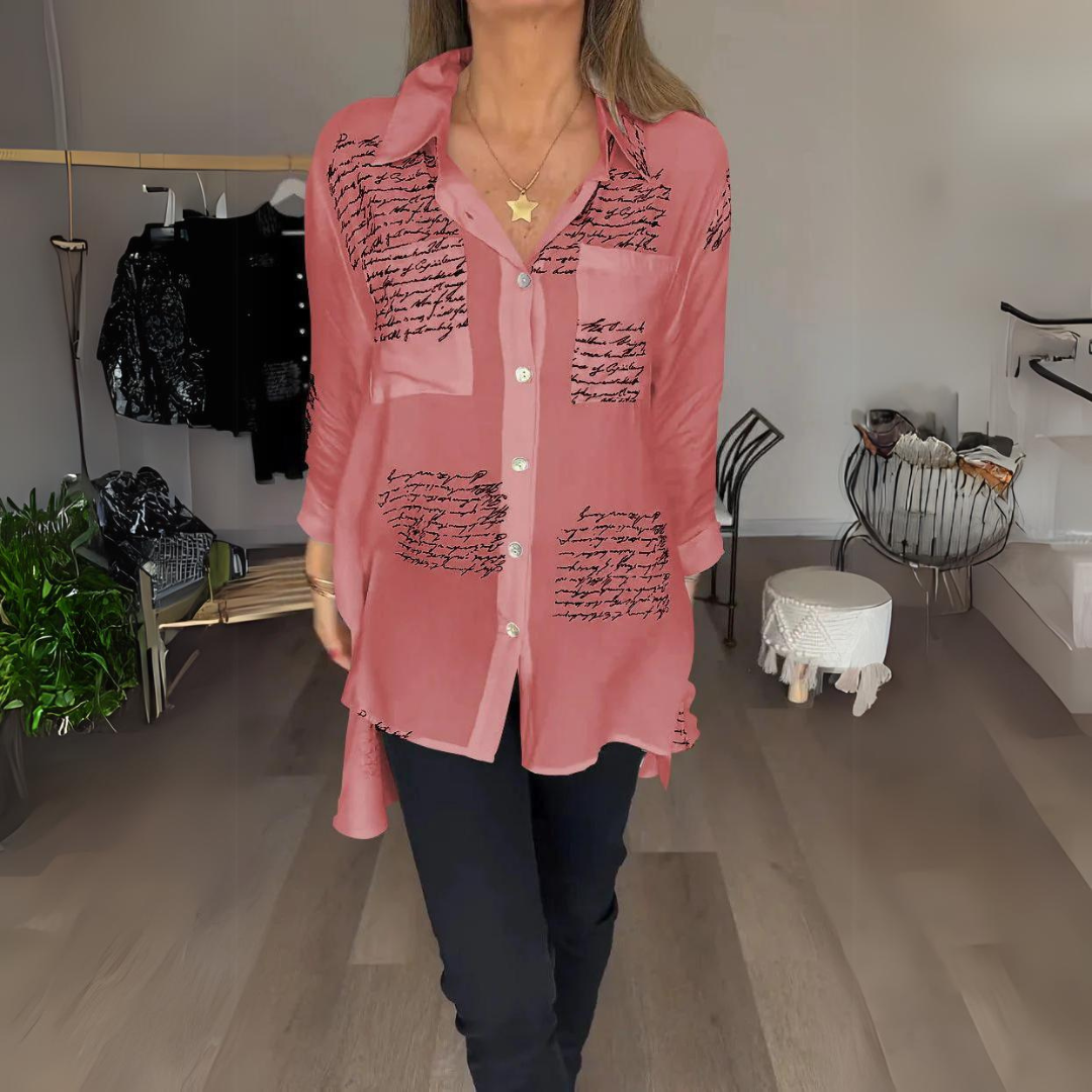 Margaret | Printed Long Sleeve Button-Down Shirt
