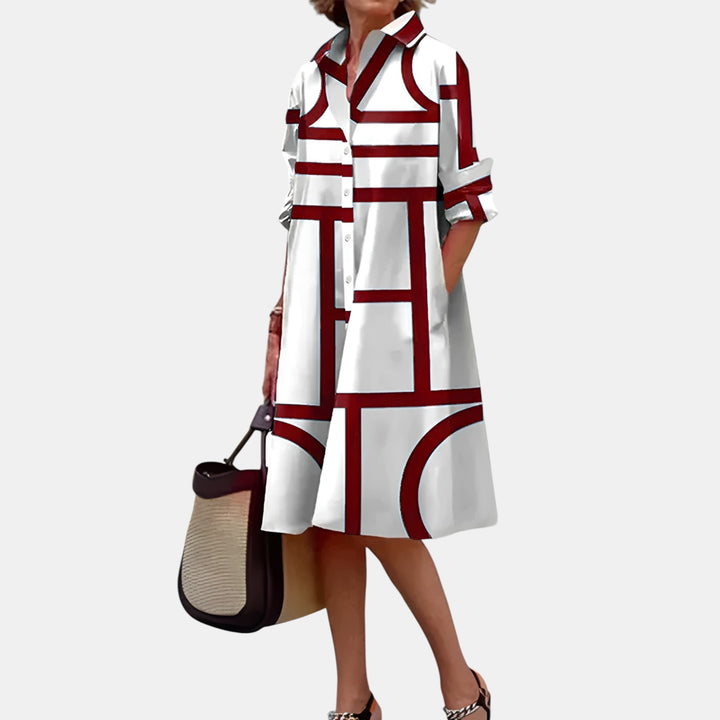 Estelle | Geometric Print Midi Dress