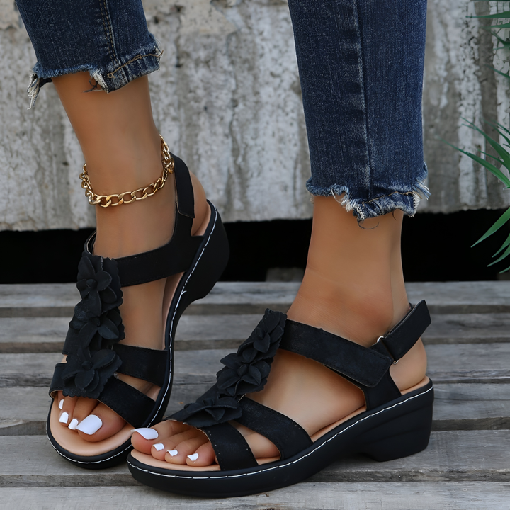 Celeste | Floral Detail Wedge Slingback Sandal
