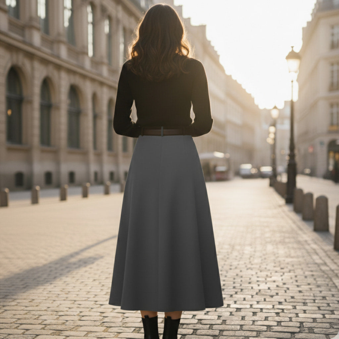 Margaret | Pleated Midi Skirt with Belt
