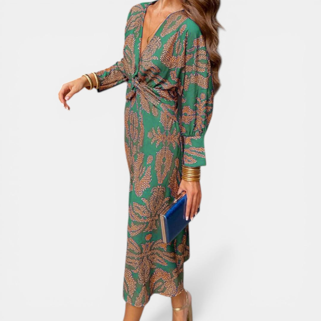 Laura | Twist-Front Long Sleeve Maxi Dress