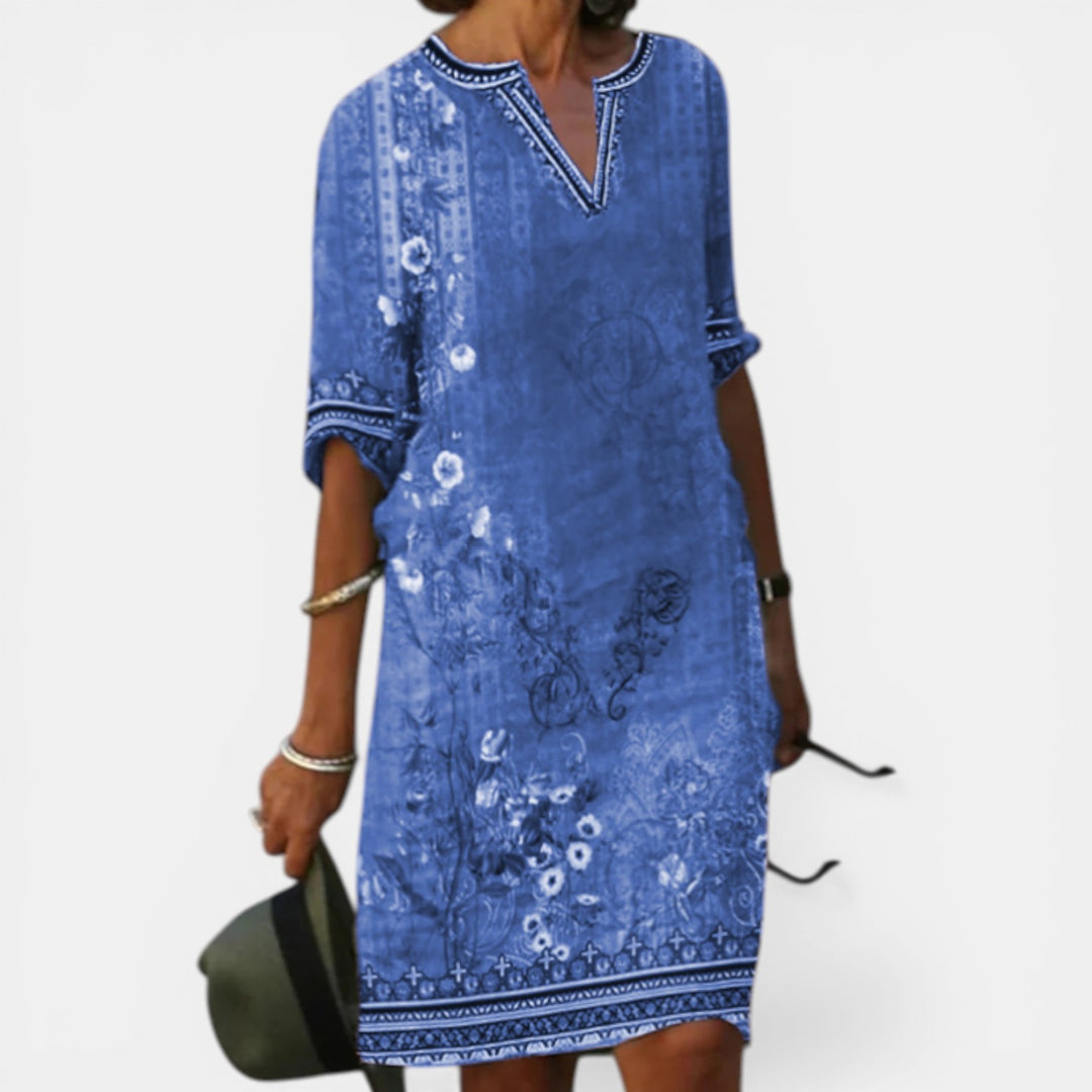 Linda | Floral Print Knee-Length Shift Dress