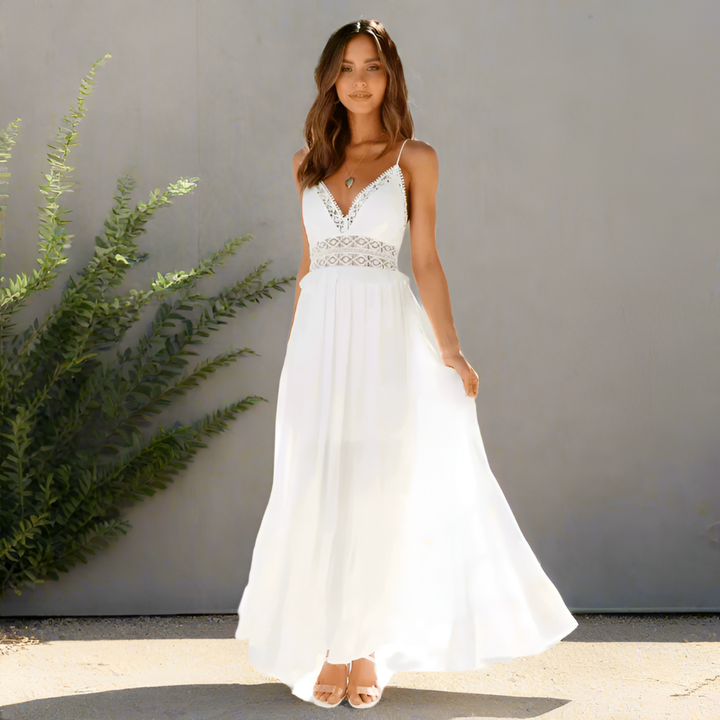 Amelie | Spaghetti Strap Lace Bodice Maxi Dress