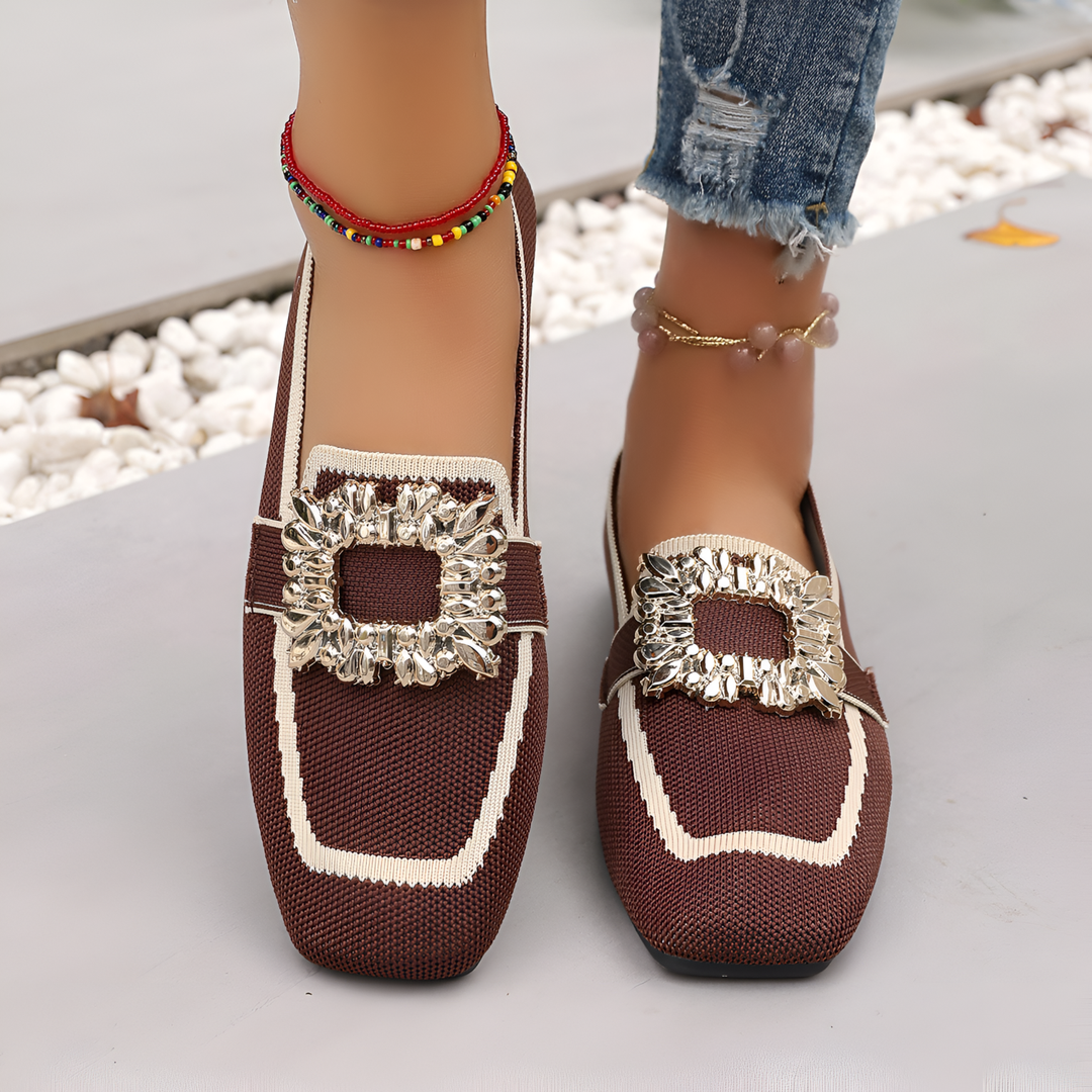 Agnes | Square Toe Slip-On Loafer with Buckle Detail