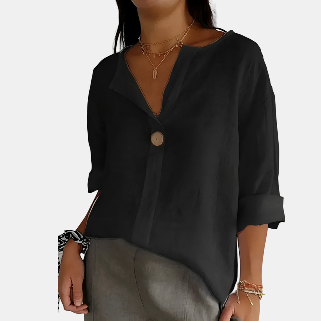 Linda | V-Neck 3/4 Sleeve Relaxed Blouse