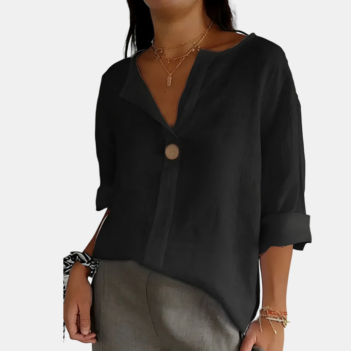 Linda | V-Neck 3/4 Sleeve Relaxed Blouse