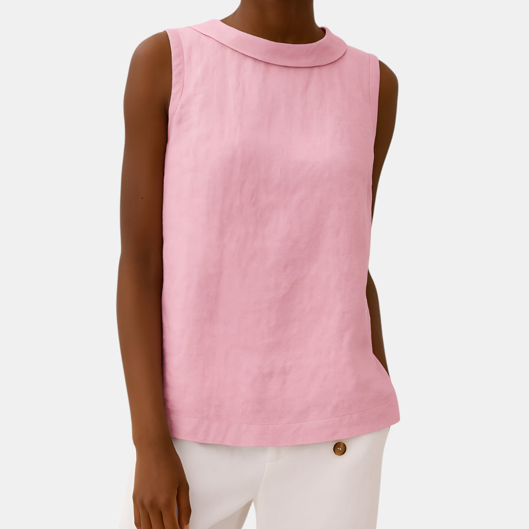 Trudy | Folded Collar Sleeveless Top