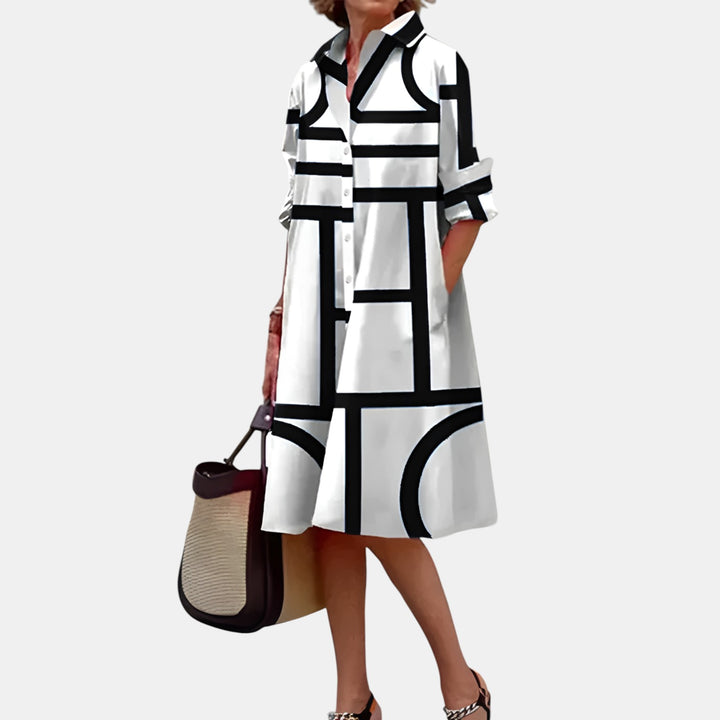 Estelle | Geometric Print Midi Dress