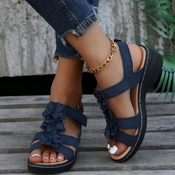 Celeste | Floral Detail Wedge Slingback Sandal