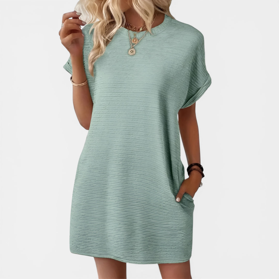 Wendy | Round Neck Short Sleeve Mini Dress
