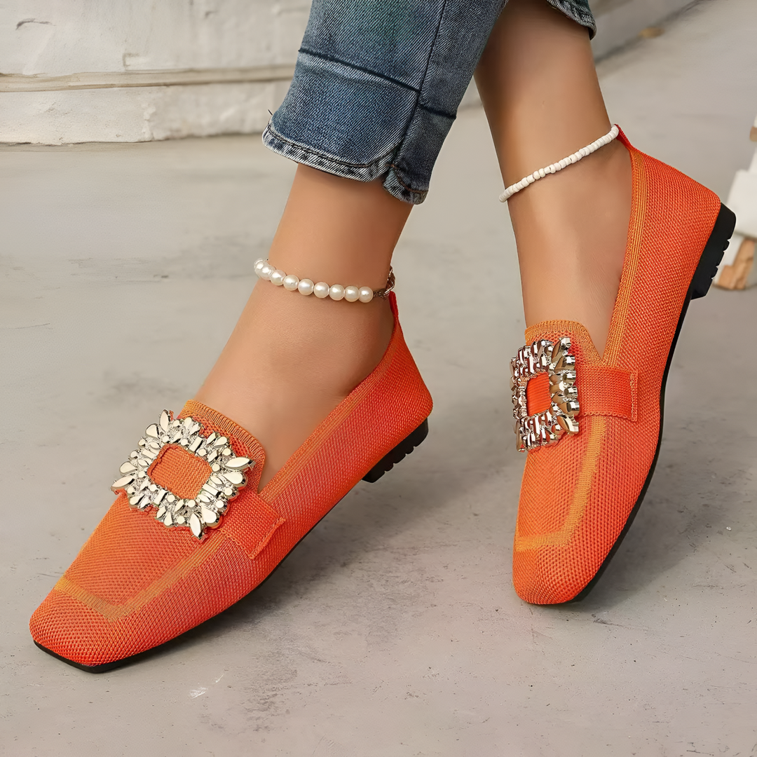 Agnes | Square Toe Slip-On Loafer with Buckle Detail