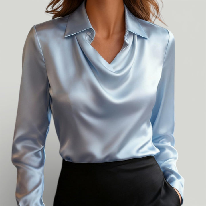 Margaret | Draped Collar Long Sleeve Blouse