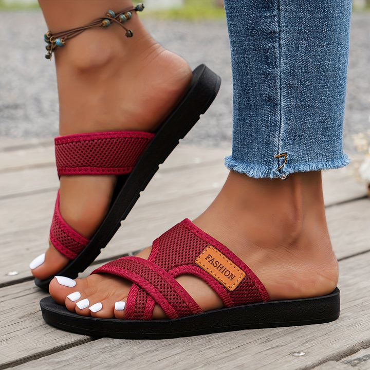Antoinette | Wide Strap Flat Slide Sandal