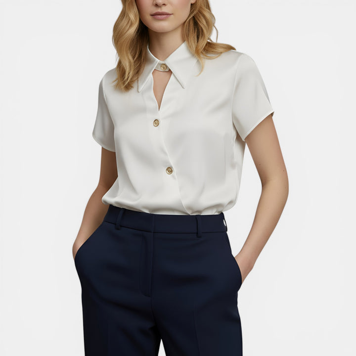 Cordelia | Short Sleeve Button-Front Blouse