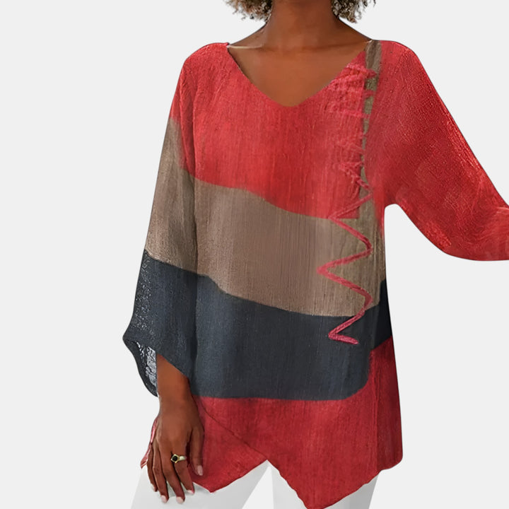 Wanda | Color-Block Tunic Top with Asymmetric Hem