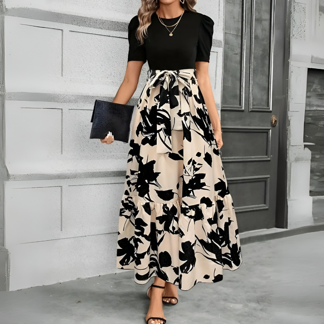 Millicent | Floral Print High Waist Maxi Dress