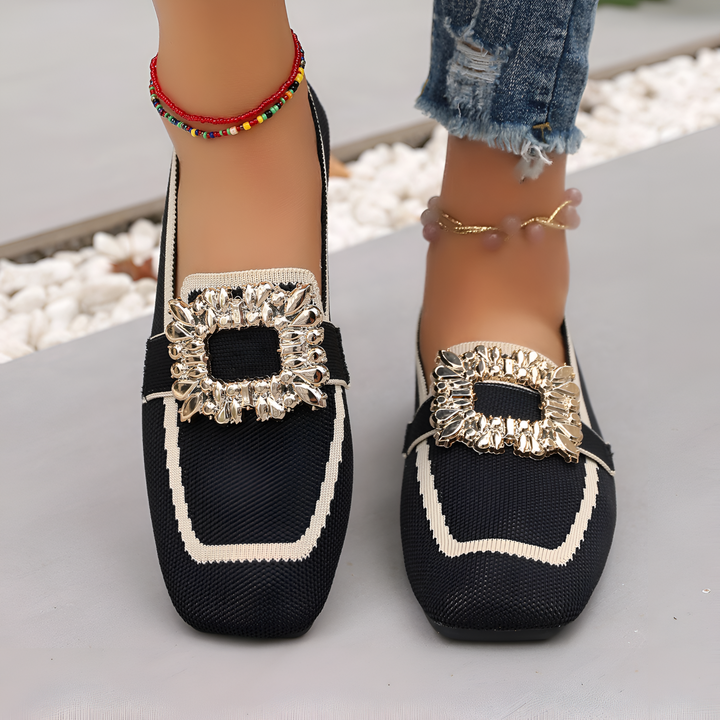 Agnes | Square Toe Slip-On Loafer with Buckle Detail