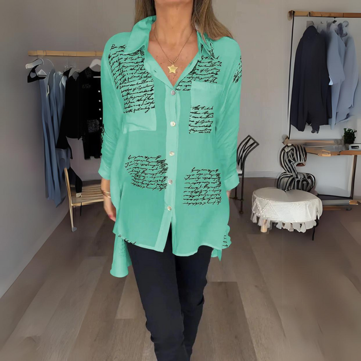 Margaret | Printed Long Sleeve Button-Down Shirt