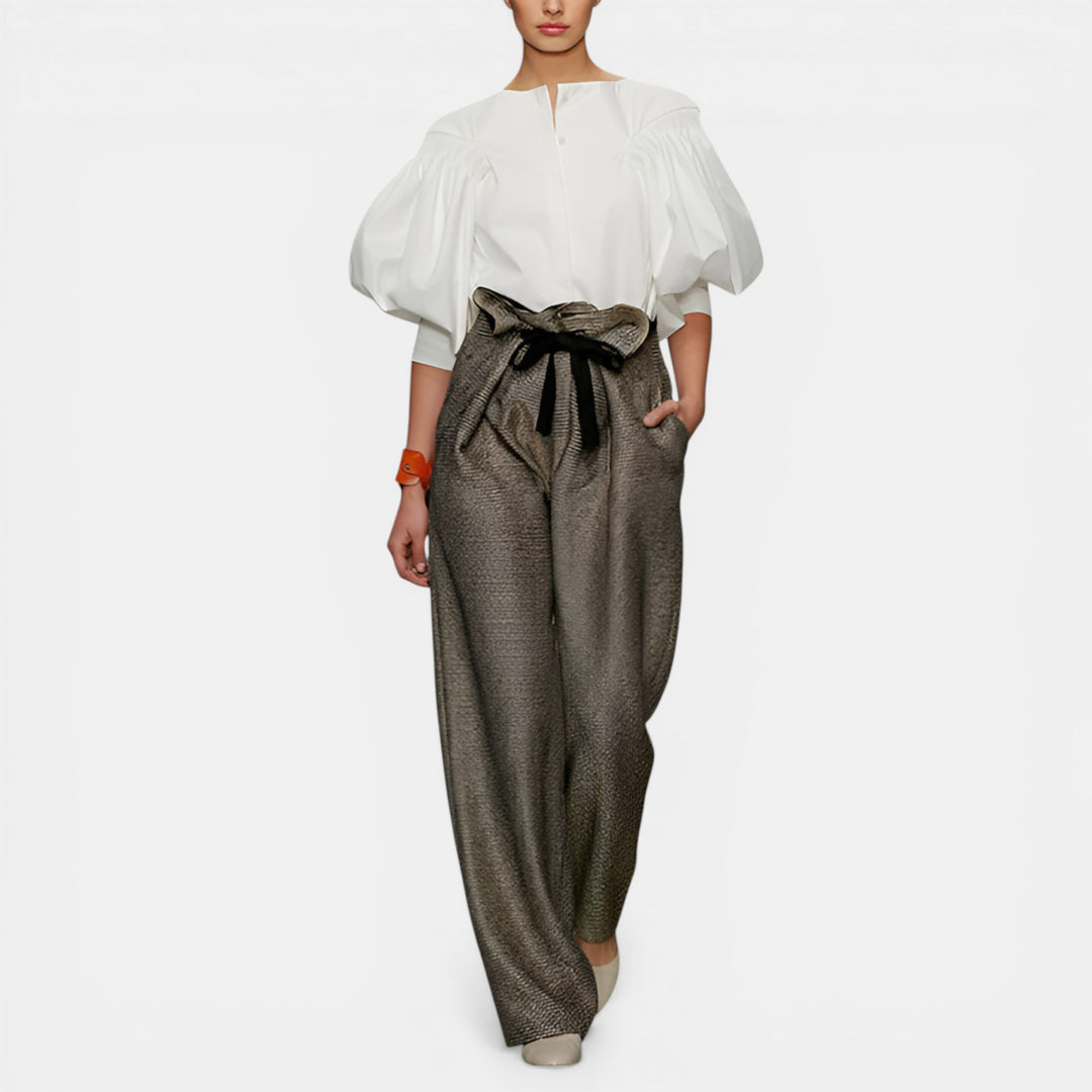 Laura | Puff Sleeve Woven Blouse