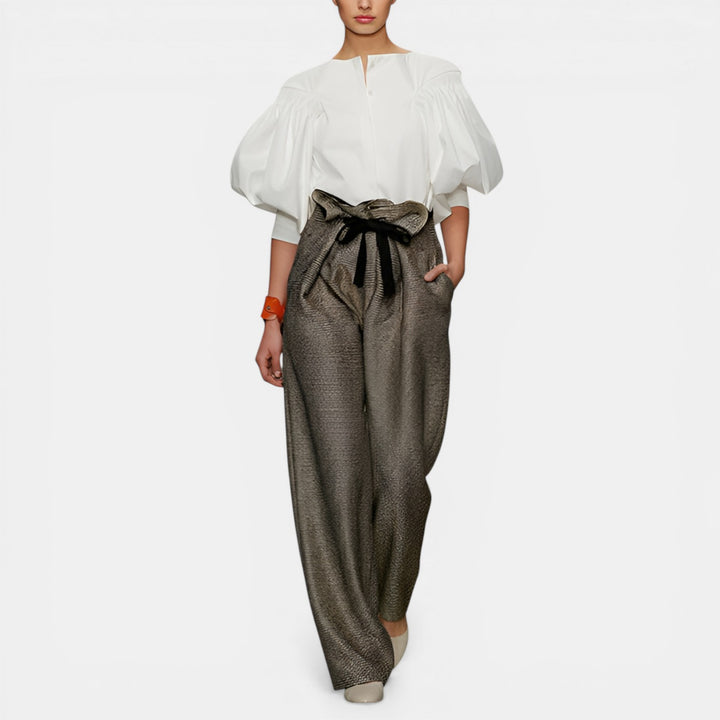 Laura | Puff Sleeve Woven Blouse