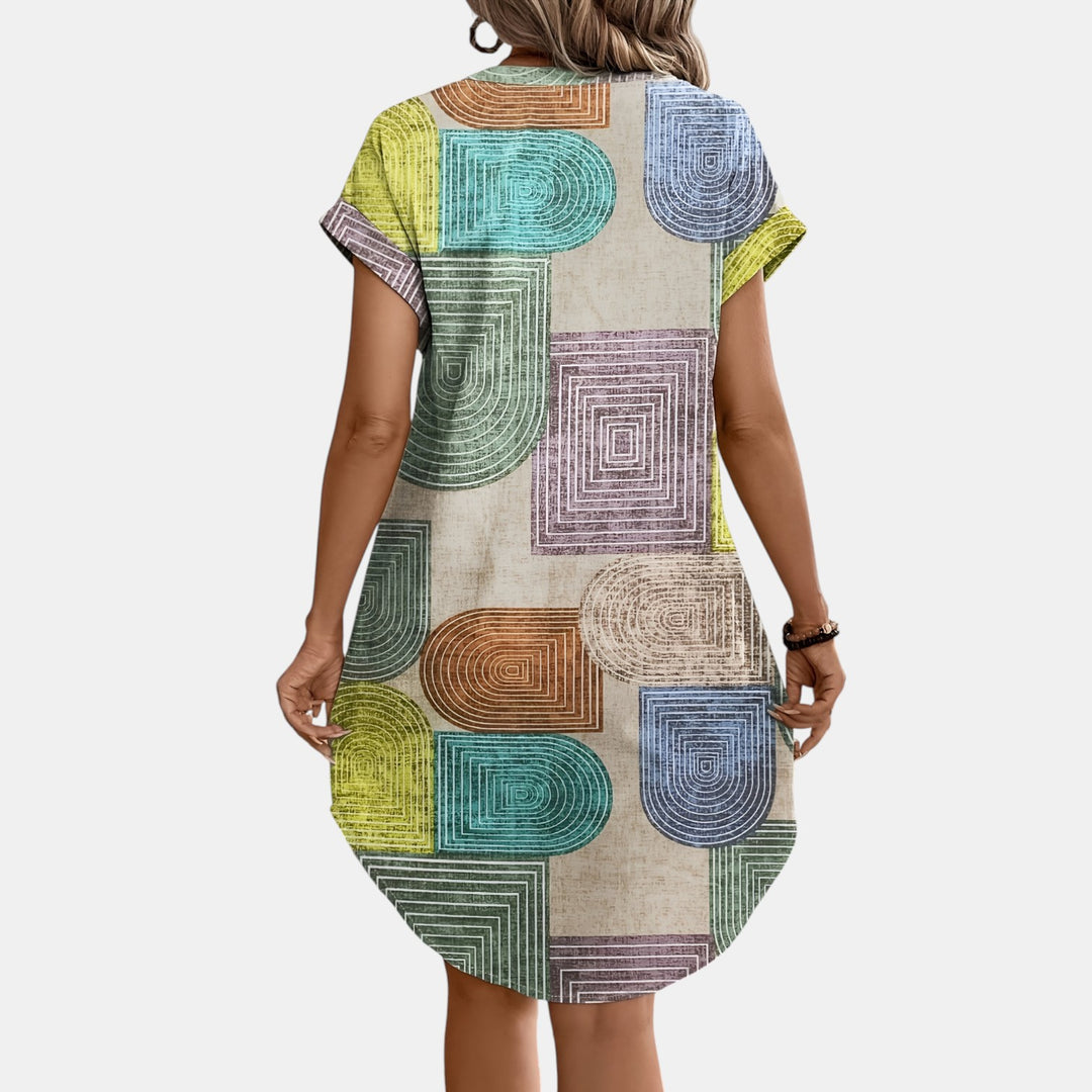 Norma | Short Sleeve Midi Dress with Button Placket