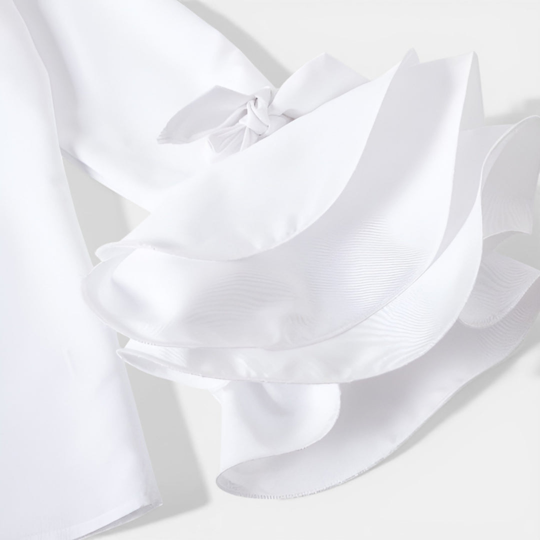 Irene | Long Sleeve Ruffle Cuff Button-Up Blouse
