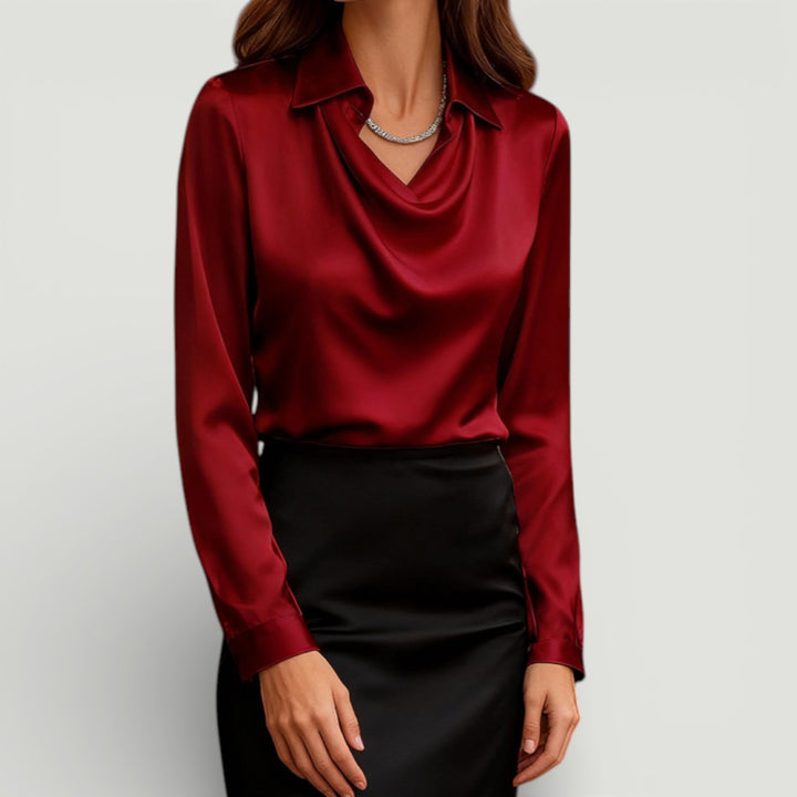 Margaret | Draped Collar Long Sleeve Blouse