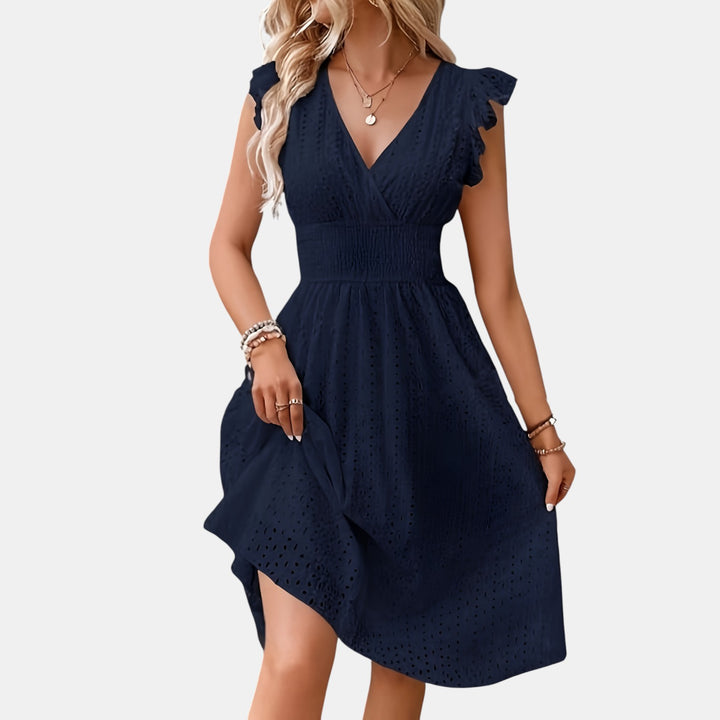 Marguerite | Flutter Sleeve Eyelet Midi Dress